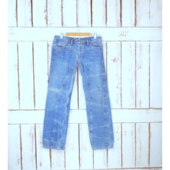 Light blue bleached and faded boot cut denim embroidered jeans - Picture 2 of 10